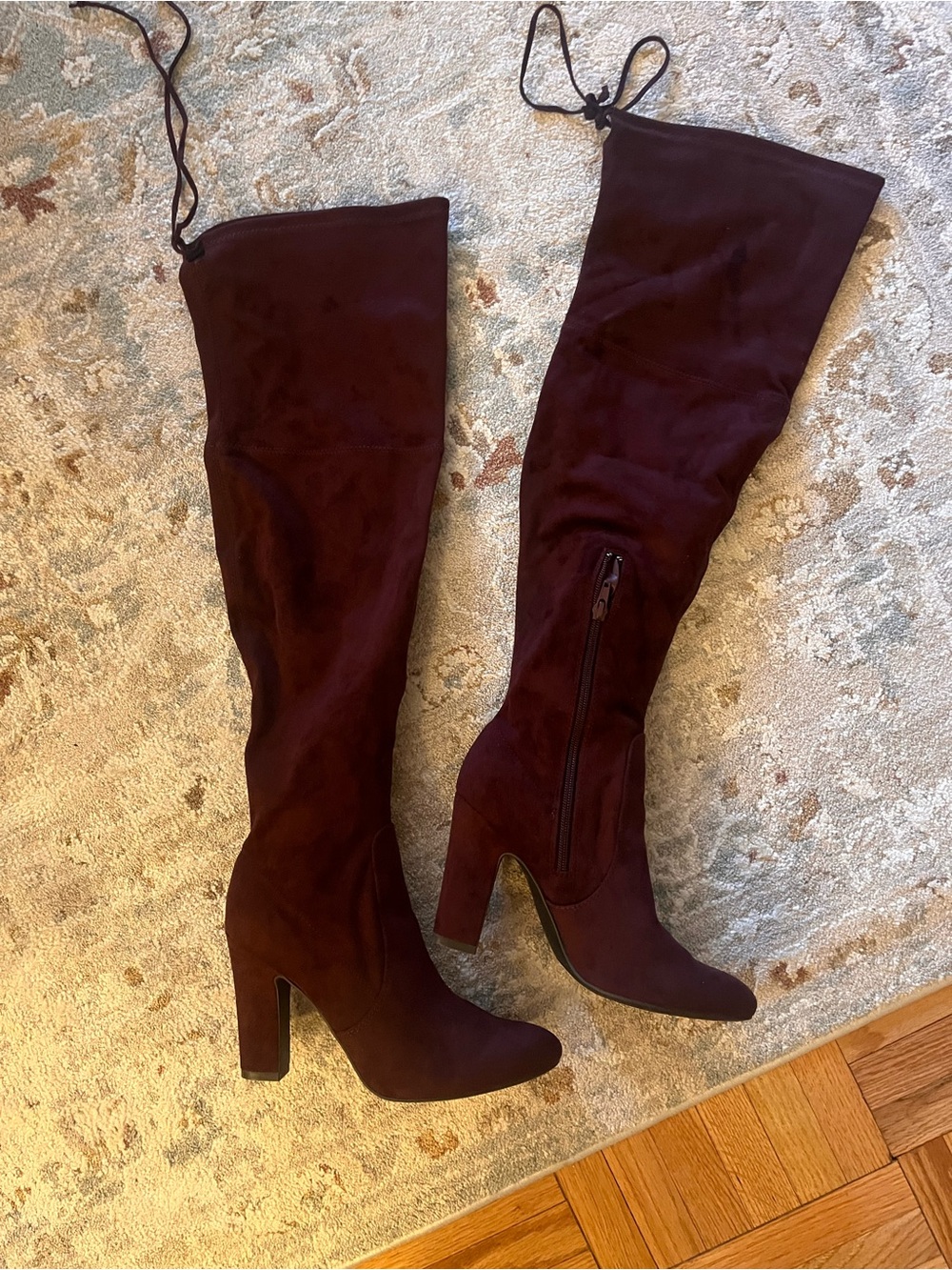 Unisa Burgundy Over-the-Knee Suede Block Heel Boots sz 8.5